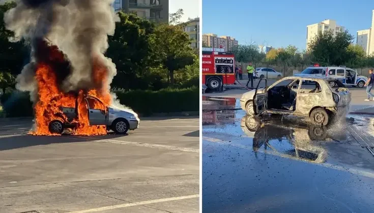 Muayeneden geçemeyen otomobilini ateşe verdi